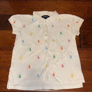 Polo by Ralph Lauren Kids White Shirt with Colorful Pony Embroidery